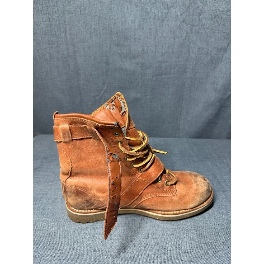 Polo Ralph Lauren Maurice Leather Buckle Boots Mens 8.5D Brown Combat Distressed - Picture 7 of 16